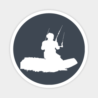 Kitesurfer Surfing The Wave Artistic White Silhouette Magnet